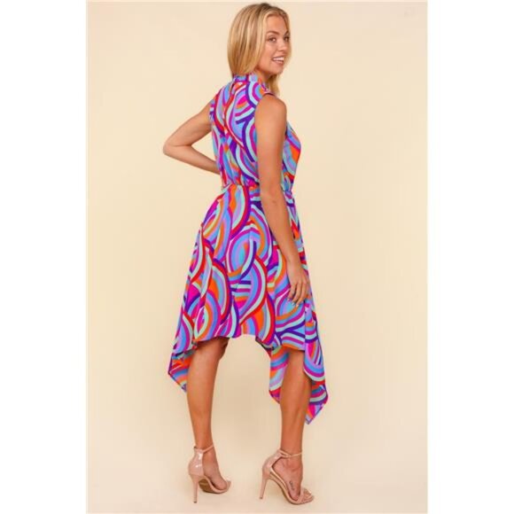 Haptics Full Size Mock Neck Sleeveless Printed Dress - Picture 3 of 4